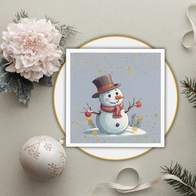 Servilleta De Papel Blue & Gold Little Snowflakes Baby Shower (Subido por el creador)