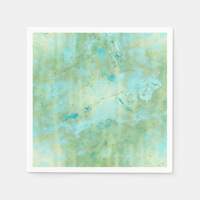 Servilleta De Papel Blue & Gold Modern Marble Abstract Marble Splash (Anverso)