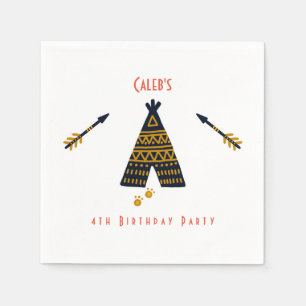 Servilleta De Papel Blue & Gold Tepee Boho Cualquier fiesta de cumplea