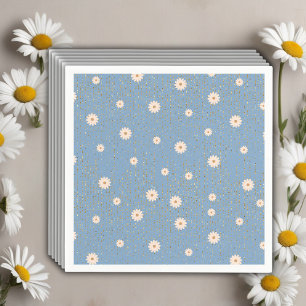 Servilleta De Papel Blue Golden Daisy Purpurina Glow Baby Shower