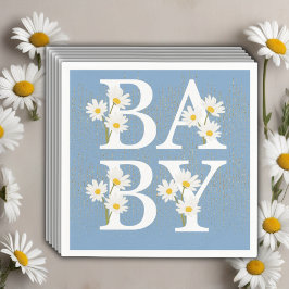 Servilleta De Papel Blue Golden Daisy Purpurina Glow Baby Shower