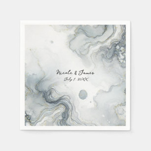 Servilleta De Papel Blue Gray & Gold Beach Watercolor Beach Wedding