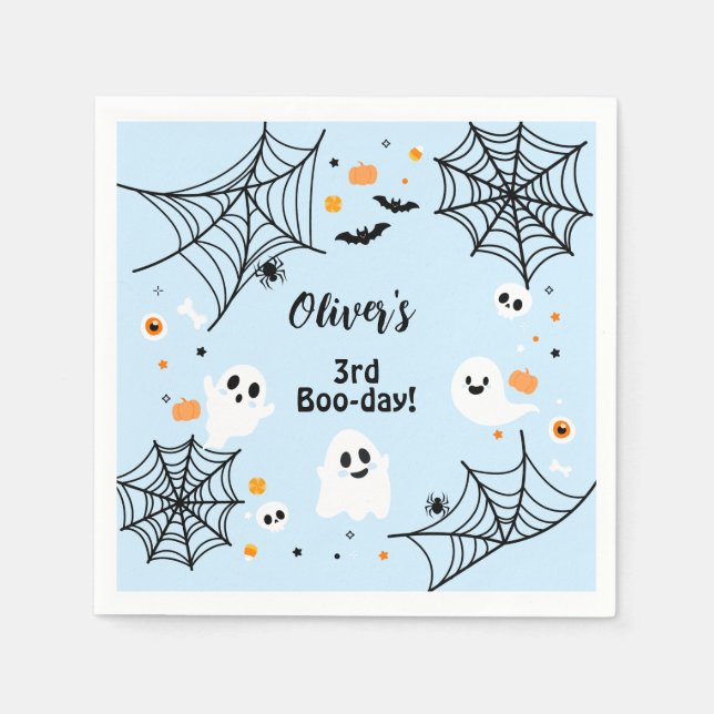 Servilleta De Papel Blue Halloween Cute Ghost Boo-Day Party (Anverso)