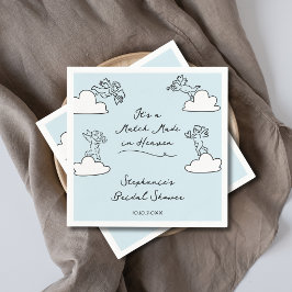 Servilleta De Papel Blue Hand Drawn Match Made In Heaven Bridal Shower