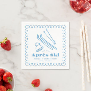 Servilleta De Papel Blue Hand Drawn Winter Après Ski Bachelorette