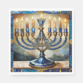 Servilleta De Papel Blue Hanukkah Menorah
