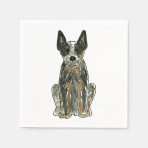 Servilleta De Papel Blue Heeler ACD Ganado Perro acuarela Art Napkin