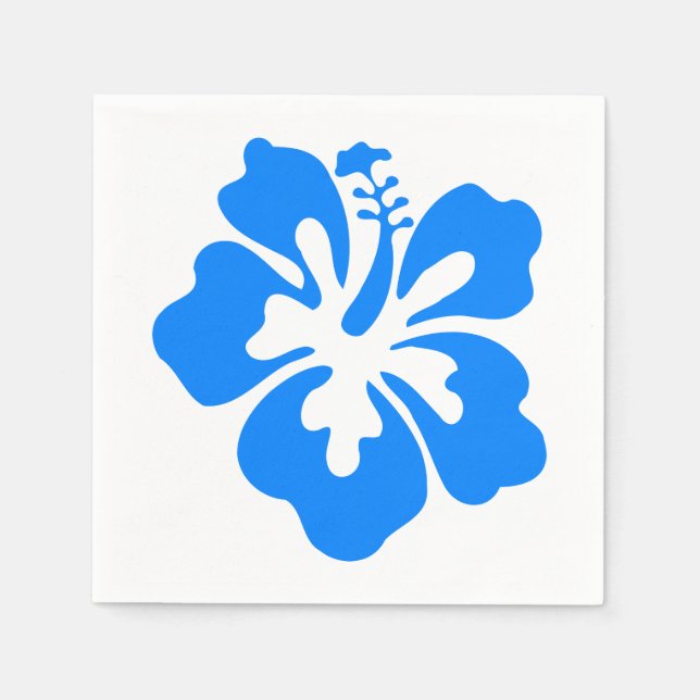 Servilleta De Papel Blue Hibiscus Hawaii Flower Luau Birday (Anverso)