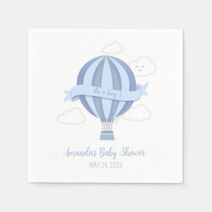 Servilleta De Papel Blue Hot Air Balloon Boy Baby Shower Napkins