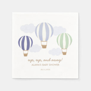 Servilleta De Papel Blue Hot Air Balloons Boy Baby Shower