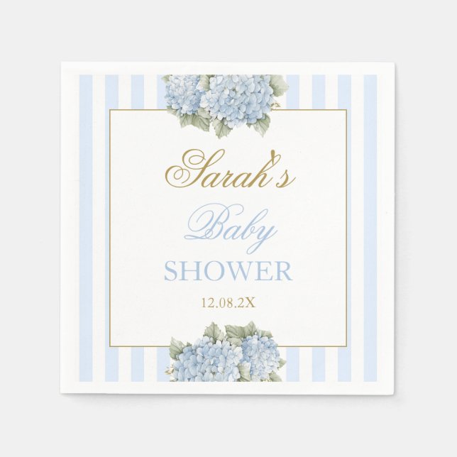 Servilleta De Papel Blue Hydrangea Baby Shower (Anverso)