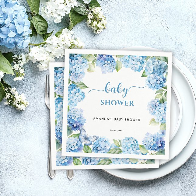 Servilleta De Papel Blue Hydrangea Baby Shower (Subido por el creador)