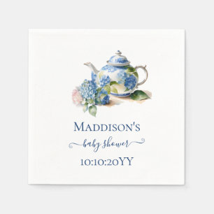 Servilleta De Papel Blue Hydrangea Baby Shower Tea Fiesta