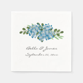 Servilleta De Papel Blue Hydrangea Boda Floral Papel Napkin