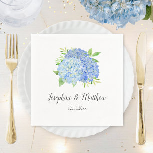 Servilleta De Papel Blue Hydrangea Bouquet Watercolor Floral Boda