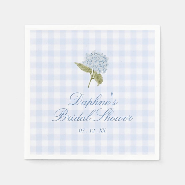 Servilleta De Papel Blue Hydrangea Bridal Shower (Anverso)