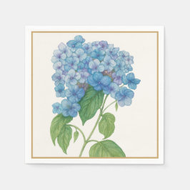 Servilleta De Papel Blue Hydrangea Floral Cocktail Napkin | Elegant