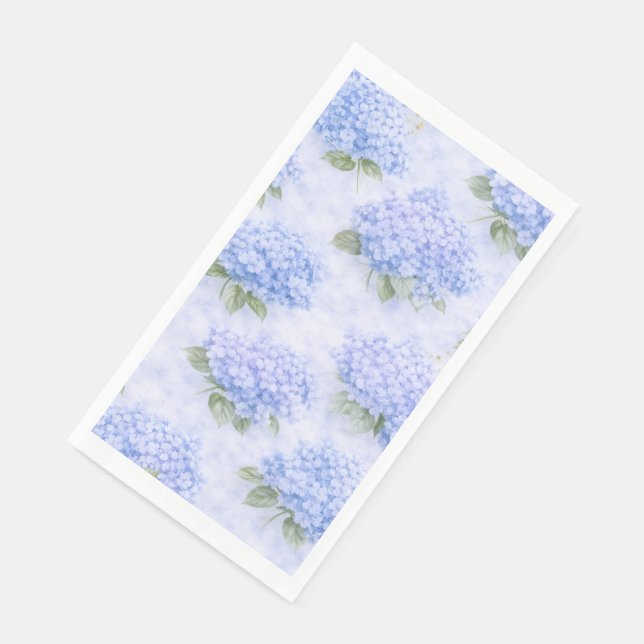 Servilleta De Papel Blue Hydrangea Floral Paper Guest Towels (Esquina)