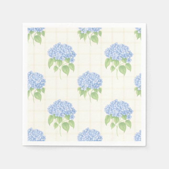 Servilleta De Papel Blue Hydrangea Garden Party Cocktail Napkins (Anverso)