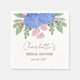 Servilleta De Papel Blue Hydrangea Modern Floral Bridal Shower