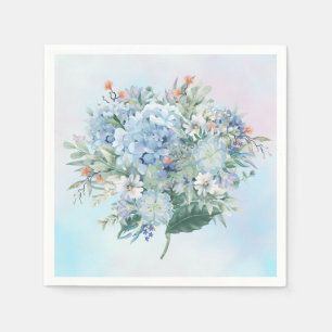 Servilleta De Papel Blue Hydrangea Watercolor Paper Napkin