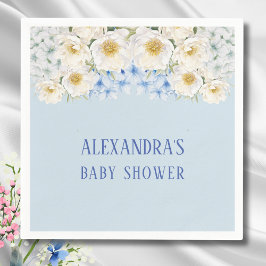Servilleta De Papel Blue Hydrangea White Floral Garden Baby Shower