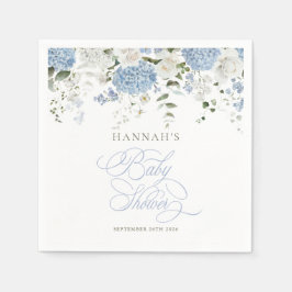 Servilleta De Papel Blue Hydrangeas Baby Shower Napkins