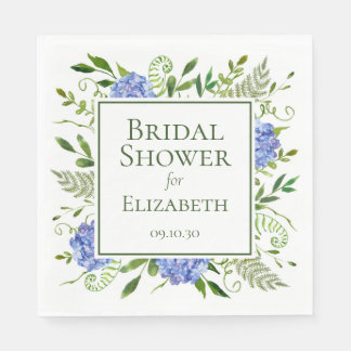 Servilleta De Papel Blue Hydrangeas Bridal Shower