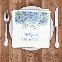 Blue Hydrangeas Floral Boy Baby Shower