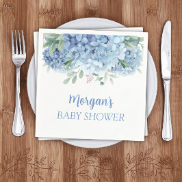 Servilleta De Papel Blue Hydrangeas Floral Boy Baby Shower