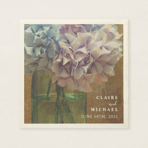 Servilleta De Papel Blue Hydrangeas Mason Jar Boda