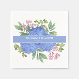 Servilleta De Papel Blue Hydrangeas Modern Bouquet Personalizado