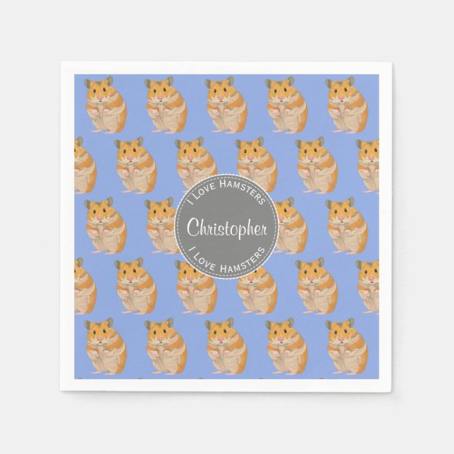 Servilleta De Papel Blue I love Hamsters Hamster Hamster Pattern (Anverso)