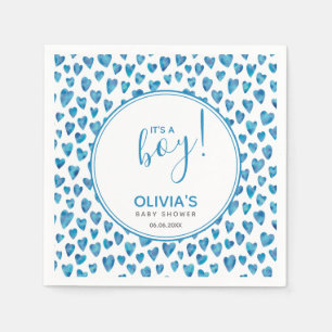 Servilleta De Papel Blue It's A Boy Heart Baby Shower