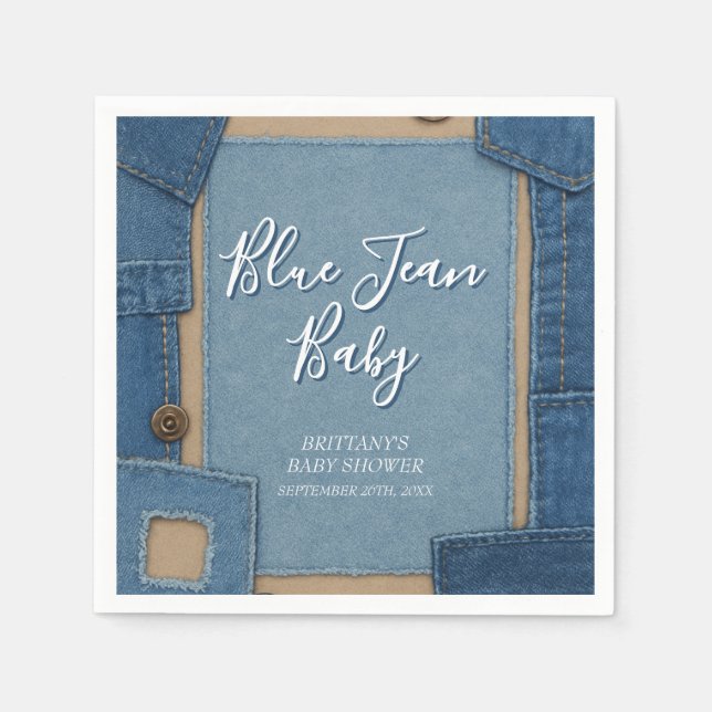 Servilleta De Papel Blue Jean Baby Denim Baby Shower (Anverso)