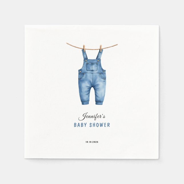 Servilleta De Papel Blue Jean Baby Shower - Denim Theme (Anverso)