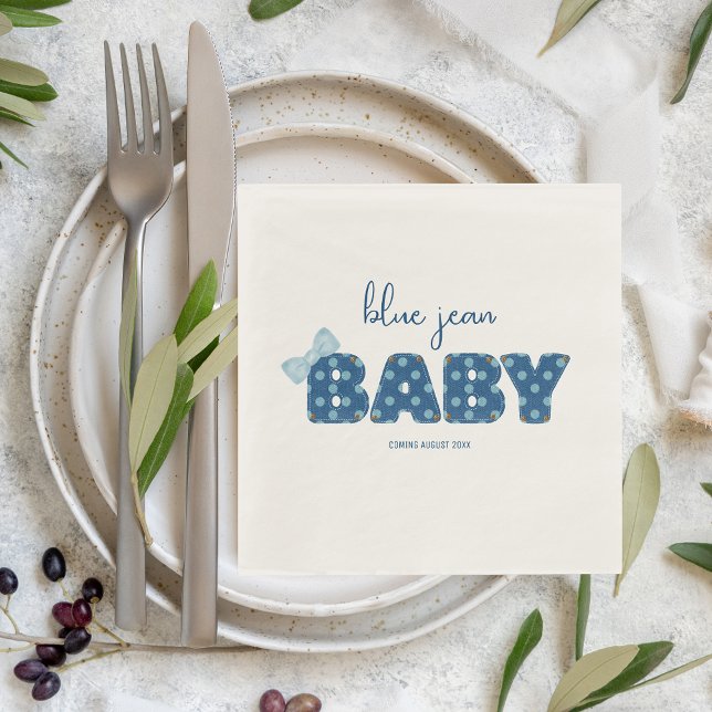 Servilleta De Papel Blue Jean Baby Shower Tableware | Denim Fiesta (Subido por el creador)