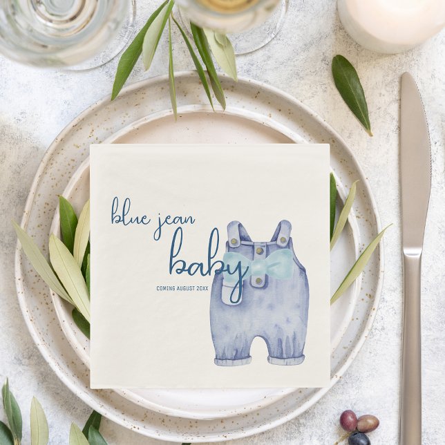 Servilleta De Papel Blue Jean Baby Shower Tableware | Denim Overalls (Subido por el creador)