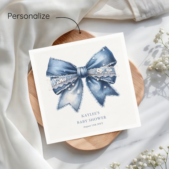 Servilleta De Papel Blue Jean Bow Baby Shower (Subido por el creador)