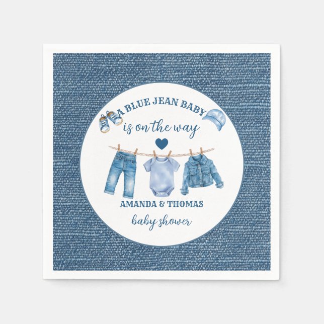 Servilleta De Papel Blue Jean Boy Baby Shower  (Anverso)