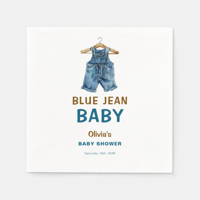 Servilleta De Papel Blue Jean Boy Western Baby Shower (Anverso)