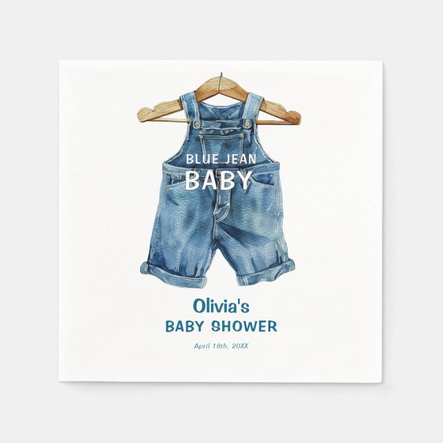 Servilleta De Papel Blue Jean Boy Western Baby Shower (Anverso)