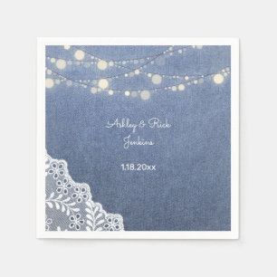 Servilleta De Papel Blue Jean, Lace, String Lights