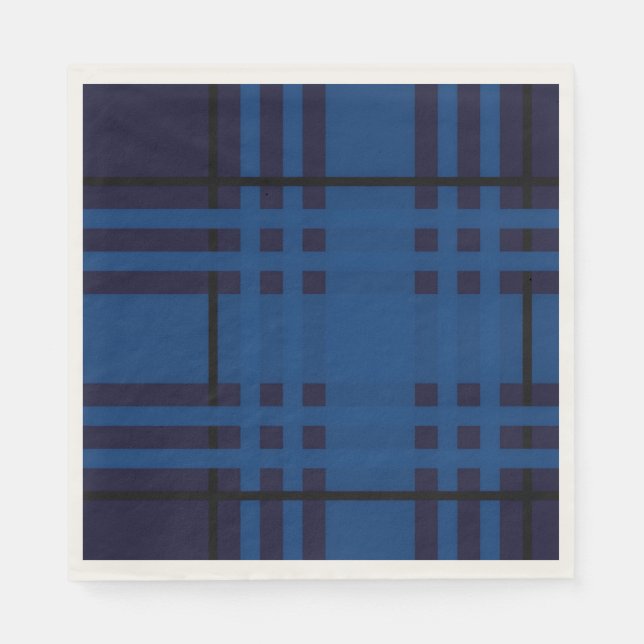 Servilleta De Papel Blue Jewel Plaid Tartan Paper Napkin (Anverso)