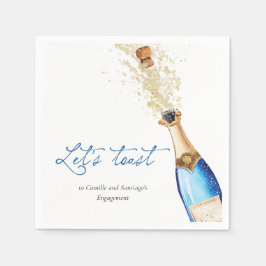 Servilleta De Papel Blue Let's Toast Couples Engagement Party