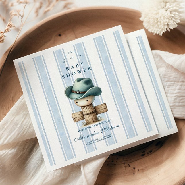 Servilleta De Papel Blue Little Cowboy Modern Western Baby Shower (Subido por el creador)