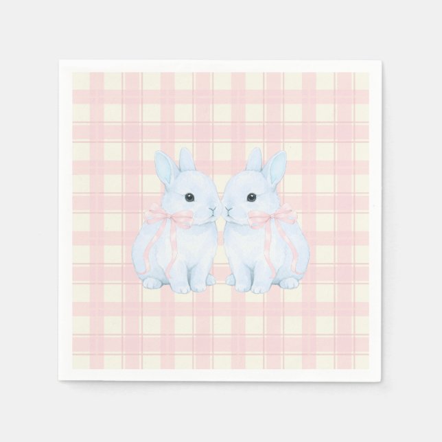 Servilleta De Papel Blue Marshmallow Bunny Rabbits Easter (Anverso)