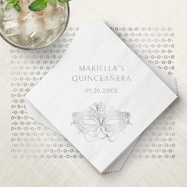 Servilleta De Papel Blue Masquerade Mask Elegant Quinceanera