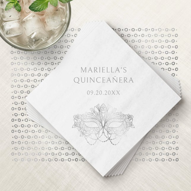 Servilleta De Papel Blue Masquerade Mask Elegant Quinceanera (Subido por el creador)