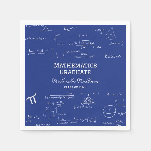 Servilleta De Papel Blue Mathematics Graduate Class of Graduation (Anverso)